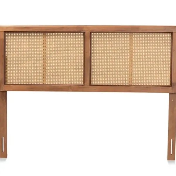 Beds & Headboards-Kirkland's Home Ash Walnut Wood Rattan Frame King Headboard