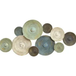 Wall Plaques-Kirkland's Home Asheville Textured Plates Metal Wall Plaque Blue/Green/Brown