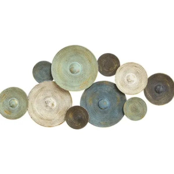 Wall Plaques-Kirkland's Home Asheville Textured Plates Metal Wall Plaque Blue/Green/Brown