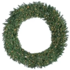 Wreaths-Kirkland's Home Aspen Spruce Warm White Pre-Lit Wreath, 60 In. Green