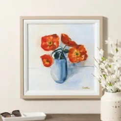 Framed Art-Kirkland's Home August Poppies Framed Art Print Orange/Blue