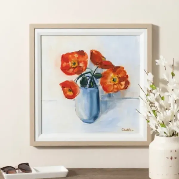 Framed Art-Kirkland's Home August Poppies Framed Art Print Orange/Blue