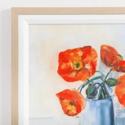 Framed Art-Kirkland's Home August Poppies Framed Art Print Orange/Blue
