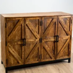 Cabinets & Sideboards-Kirkland's Home Austin Warm Wood Farmhouse Cabinet Brown