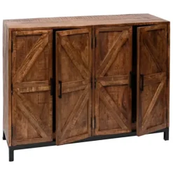 Cabinets & Sideboards-Kirkland's Home Austin Warm Wood Farmhouse Cabinet Brown