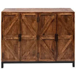 Cabinets & Sideboards-Kirkland's Home Austin Warm Wood Farmhouse Cabinet Brown