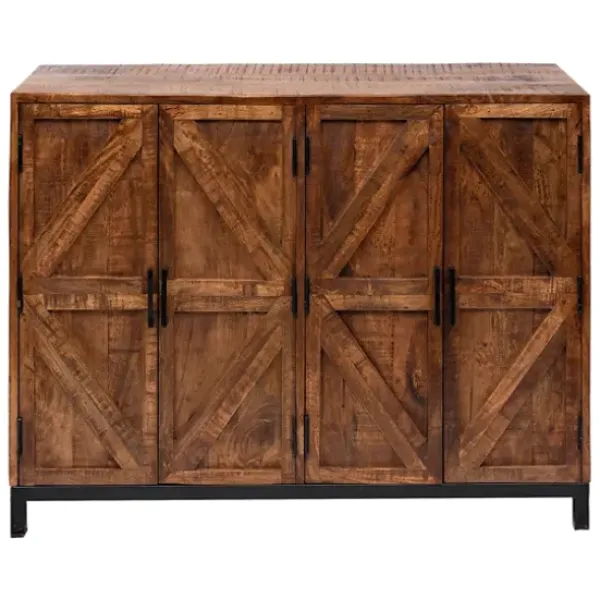 Cabinets & Sideboards-Kirkland's Home Austin Warm Wood Farmhouse Cabinet Brown