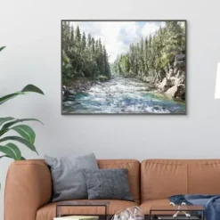 Framed Art-Kirkland's Home Away From It All Framed Wall Art Blue/Tan/Pink