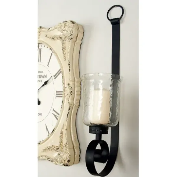Sconces-Kirkland's Home Axel Black Iron Scroll Sconce