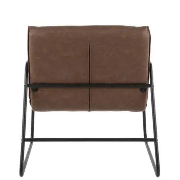 Accent Chairs-Kirkland's Home Axel Espresso Leather Industrial Accent Chair Brown