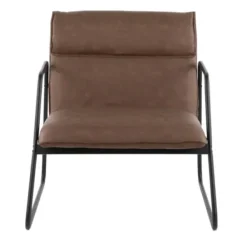 Accent Chairs-Kirkland's Home Axel Espresso Leather Industrial Accent Chair Brown