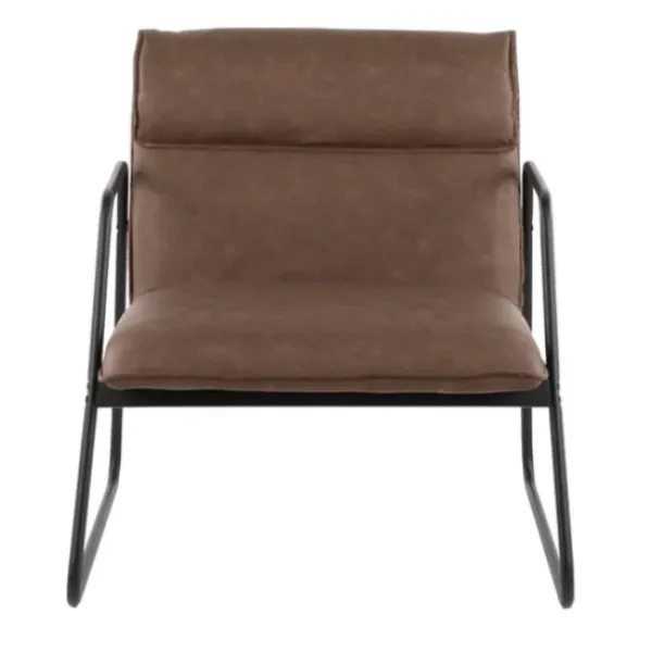 Accent Chairs-Kirkland's Home Axel Espresso Leather Industrial Accent Chair Brown