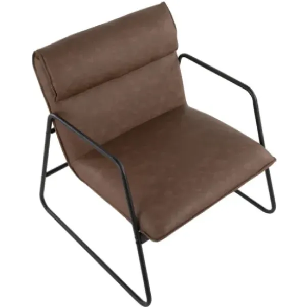 Accent Chairs-Kirkland's Home Axel Espresso Leather Industrial Accent Chair Brown