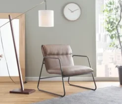 Accent Chairs-Kirkland's Home Axel Espresso Leather Industrial Accent Chair Brown