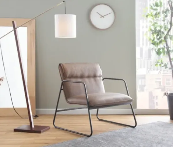 Accent Chairs-Kirkland's Home Axel Espresso Leather Industrial Accent Chair Brown