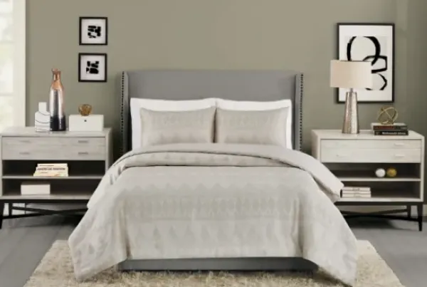 Duvets-Kirkland's Home Ayesha Curry Woven Diamonds Queen 3-Pc. Duvet Set Tan/Ivory