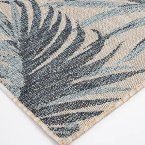 Outdoor Rugs-Kirkland's Home Azure Terrace Sun Shower Outdoor Area Rug, 7X9 Blue/Ivory