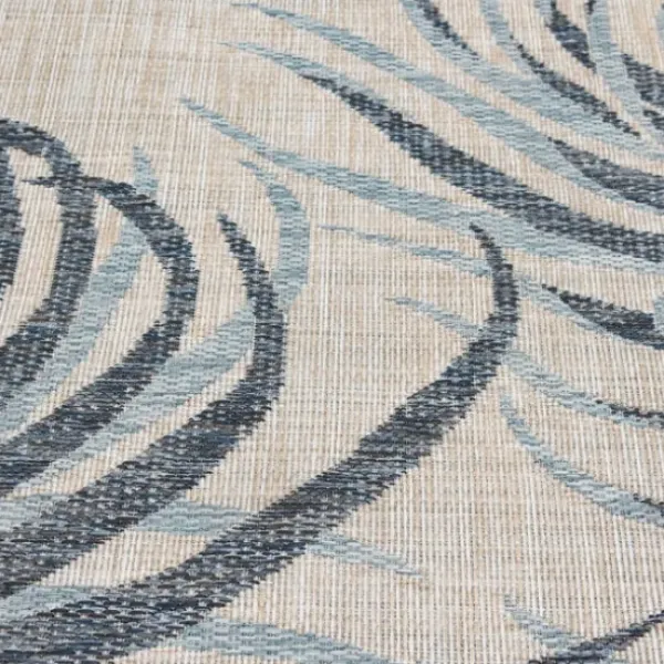 Outdoor Rugs-Kirkland's Home Azure Terrace Sun Shower Outdoor Area Rug, 7X9 Blue/Ivory