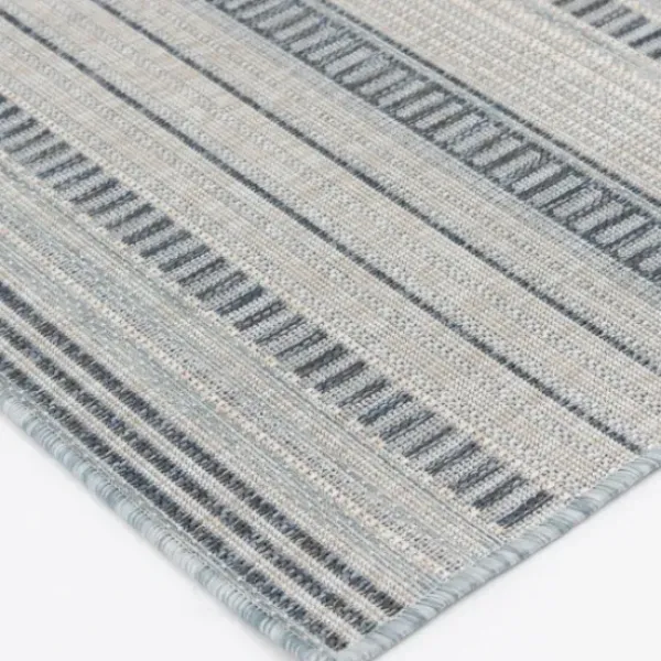 Outdoor Rugs-Kirkland's Home Azure Terrace Sun Shower Outdoor Area Rug, 5X8 Blue/Ivory