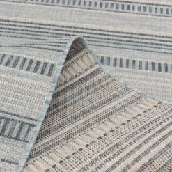 Outdoor Rugs-Kirkland's Home Azure Terrace Sun Shower Outdoor Area Rug, 5X8 Blue/Ivory