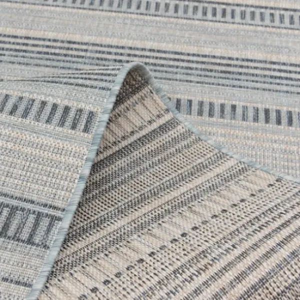 Outdoor Rugs-Kirkland's Home Azure Terrace Sun Shower Outdoor Area Rug, 5X8 Blue/Ivory
