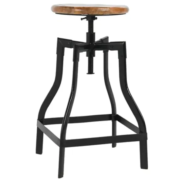 Bar Stools & Counter Height Stools-Kirkland's Home Backless Mango Wood Adjustable Bar Stool Black/Brown