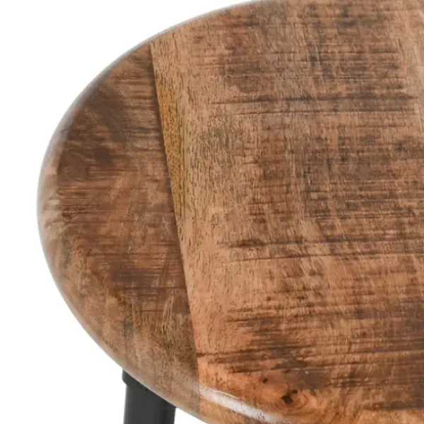Bar Stools & Counter Height Stools-Kirkland's Home Backless Mango Wood Adjustable Bar Stool Black/Brown