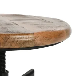Bar Stools & Counter Height Stools-Kirkland's Home Backless Mango Wood Adjustable Bar Stool Black/Brown