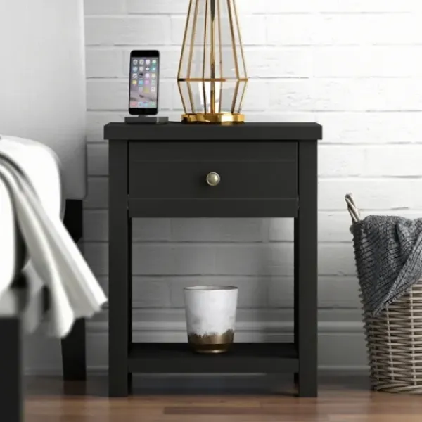 Accent & End Tables-Kirkland's Home Bailie Wooden Side Table Black