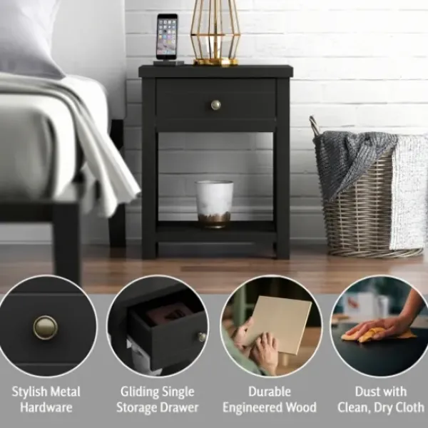 Accent & End Tables-Kirkland's Home Bailie Wooden Side Table Black
