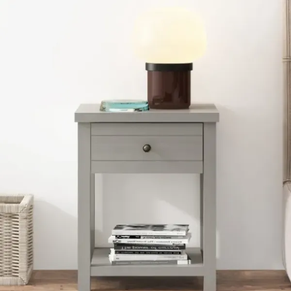 Accent & End Tables-Kirkland's Home Bailie Wooden Side Table Gray