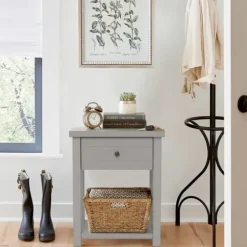 Accent & End Tables-Kirkland's Home Bailie Wooden Side Table Gray