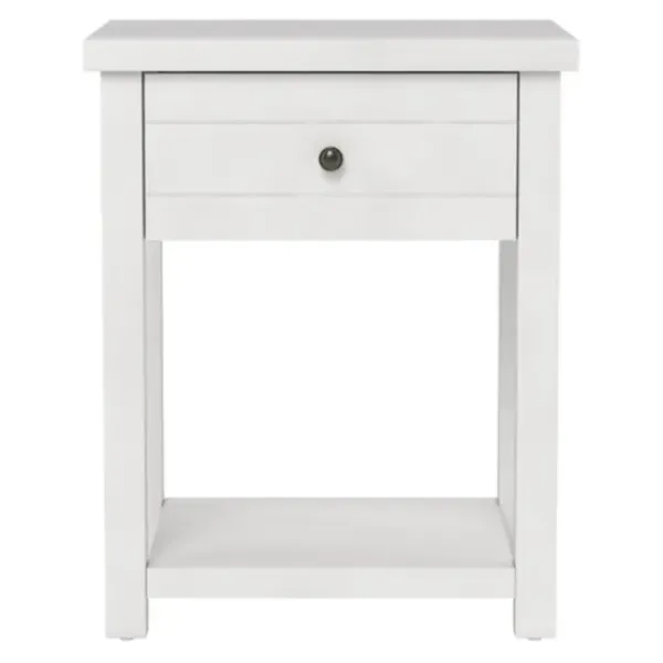 Accent & End Tables-Kirkland's Home Bailie Wooden Side Table White