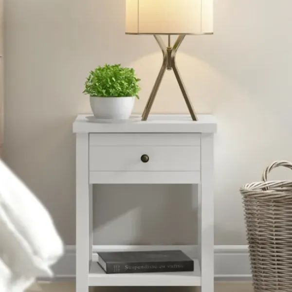 Accent & End Tables-Kirkland's Home Bailie Wooden Side Table White
