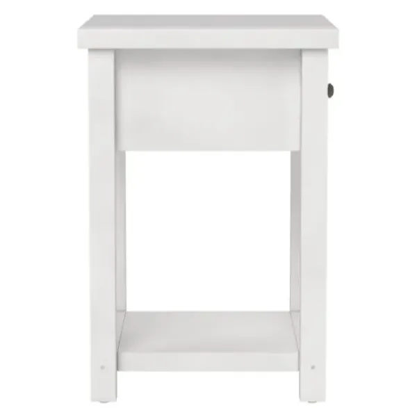 Accent & End Tables-Kirkland's Home Bailie Wooden Side Table White