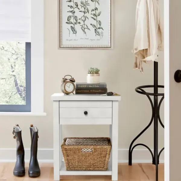 Accent & End Tables-Kirkland's Home Bailie Wooden Side Table White
