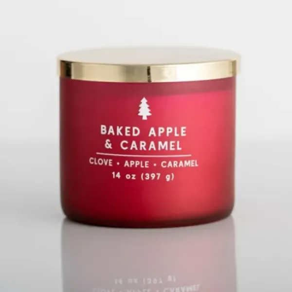 Candles-Kirkland's Home Baked Apple And Caramel Triple Wick Jar Candle Red