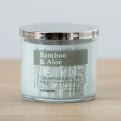 Candles-Kirkland's Home Bamboo And Aloe Triple Wick Jar Candle Green/Silver