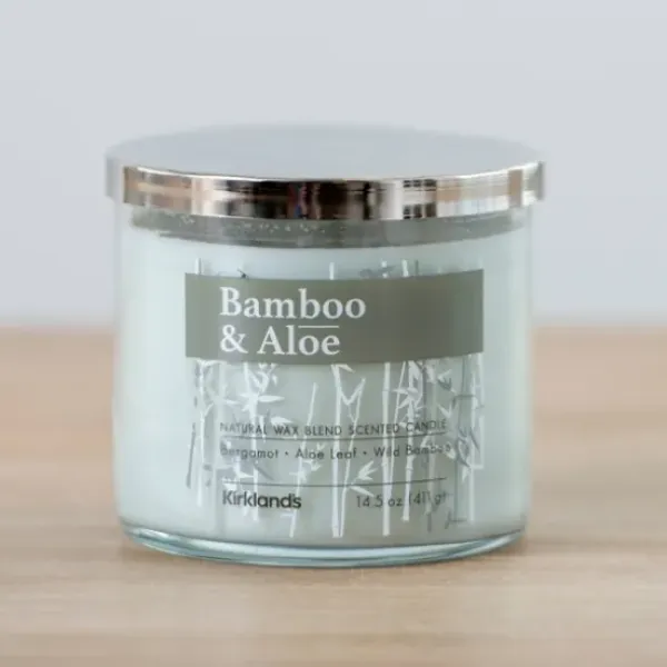 Candles-Kirkland's Home Bamboo And Aloe Triple Wick Jar Candle Green/Silver