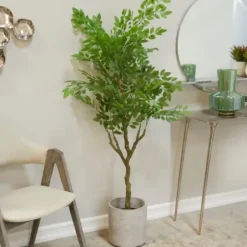 Trees & Topiaries-Kirkland's Home Banyan Tree In Ribbed Rock Planter