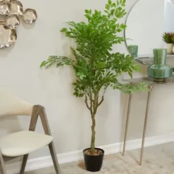 Trees & Topiaries-Kirkland's Home Banyan Tree In Ribbed Rock Planter