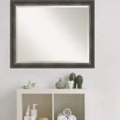 Decorative Mirrors-Kirkland's Home Bark Rustic Char Frame Beveled Mirror