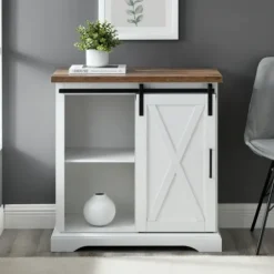 Cabinets & Sideboards-Kirkland's Home Barn Door Cabinet White