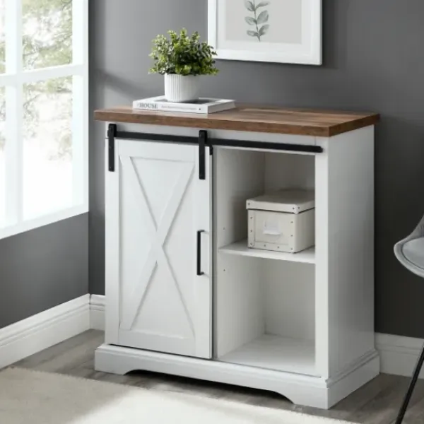 Cabinets & Sideboards-Kirkland's Home Barn Door Cabinet White