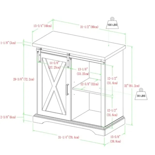 Cabinets & Sideboards-Kirkland's Home Barn Door Cabinet White