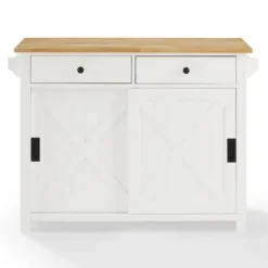 Kitchen Islands & Bar Carts-Kirkland's Home Barn Door Kitchen Cart White