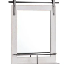 Decorative Mirrors-Kirkland's Home Barn Door Mirror With Shelf White