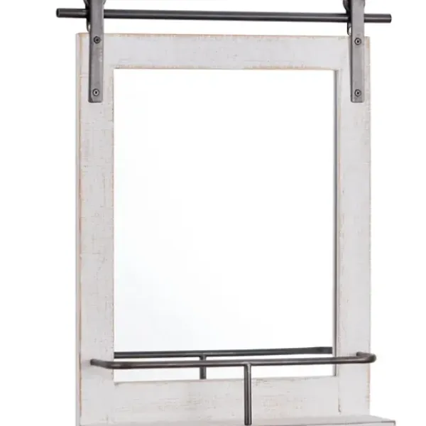Decorative Mirrors-Kirkland's Home Barn Door Mirror With Shelf White
