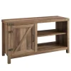 Tv Stands & Media Consoles-Kirkland's Home Barn Door Rustic Oak Tv Stand With Open Shelves Brown
