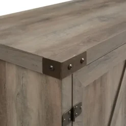 Tv Stands & Media Consoles-Kirkland's Home Barn Door Wash Tv Stand With Open Shelves Gray